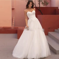 wedding dress for women 2022 a line strapless lace appliques sleeveless court train backless bridal gown vestidos de novia