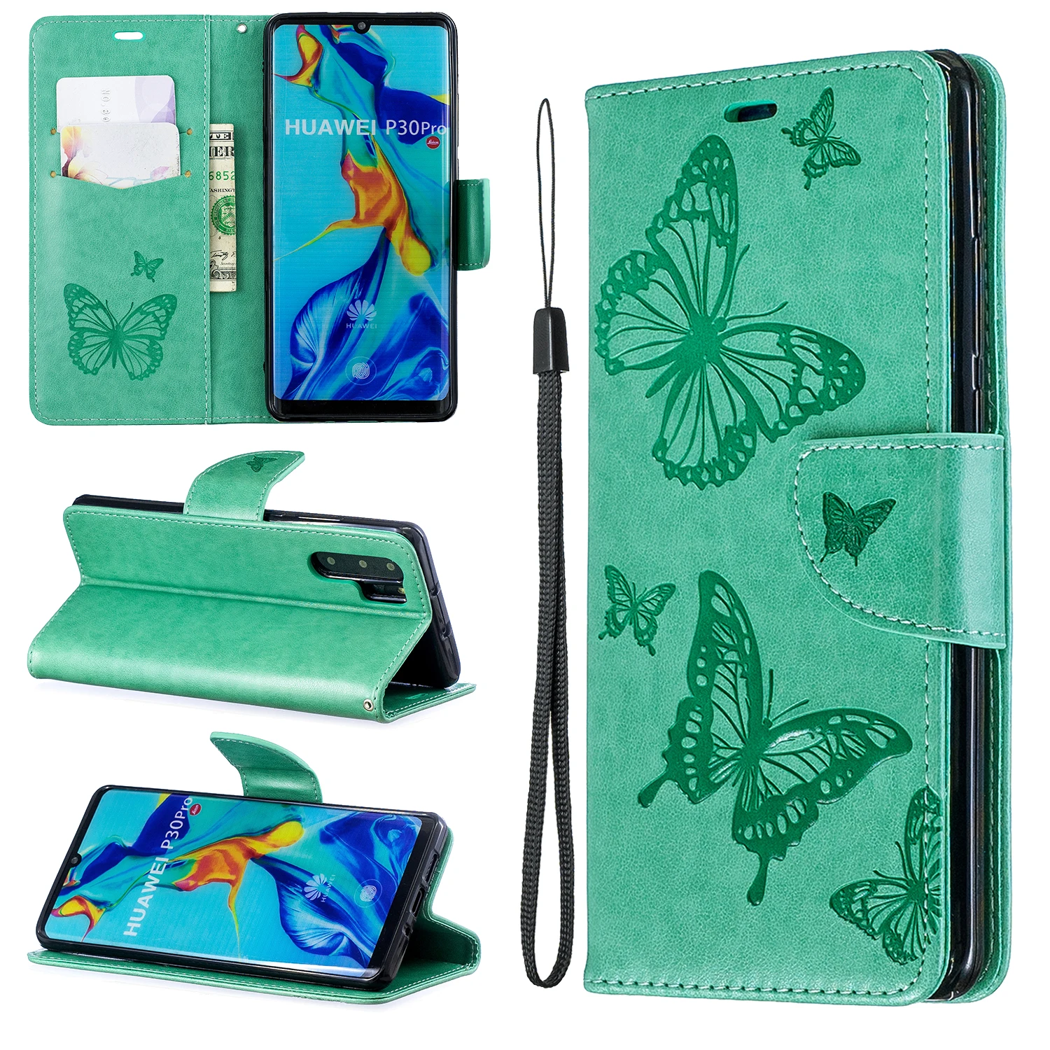 Кожаный флип-чехол для huawei P30 P20 Pro Lite Y6 Y5 mate 30 20 Pro P Smart Honor 3D бабочка кошелек Чехол-Кошелек Coque