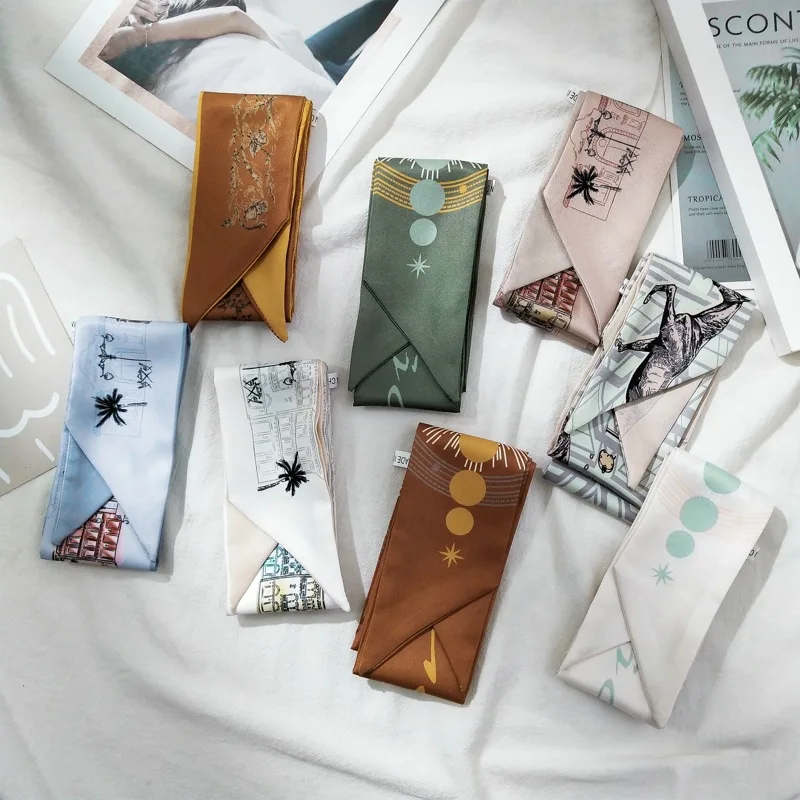 

Лето 2021, женский длинный тонкий шарф в литературном стиле, украшение, новый маленький шарф Джокер, пояс, лента для волос для женщин