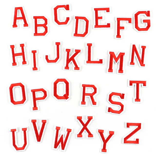 1PC RED A-Z English Alphabet Letter Embroidered Iron Sewing on Applique Patch Clothes Apparel Bags DIY Garment accessories 1