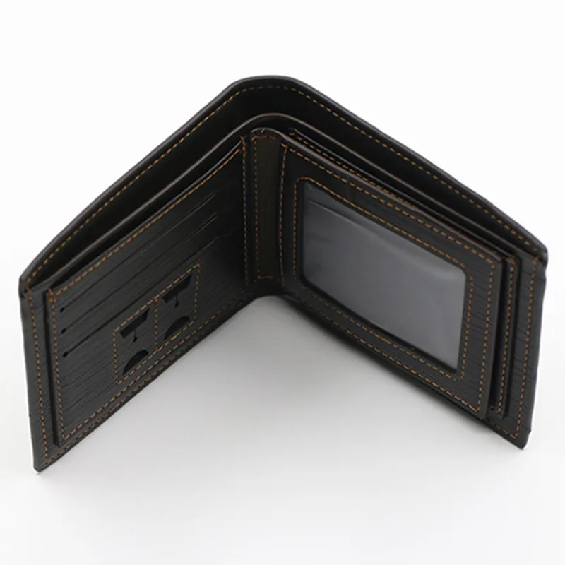 Мужской классический кожаный кошелек двойного сложения тонкий высокого