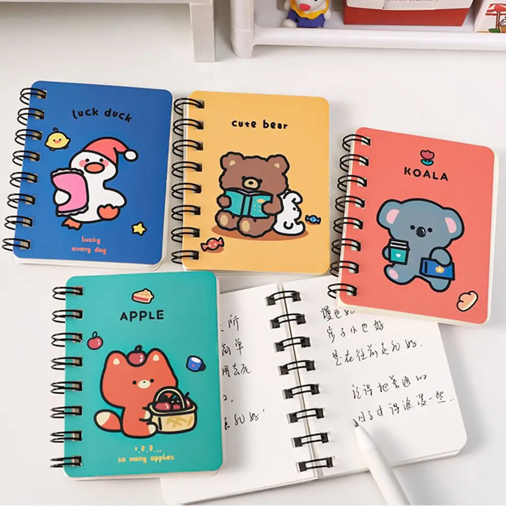 

Cartoon Simple Blank Paper Writing Pads Bear Daily Weekly Planner Diary Book Coil Notepad A7 Notebook Mini Pocket Book