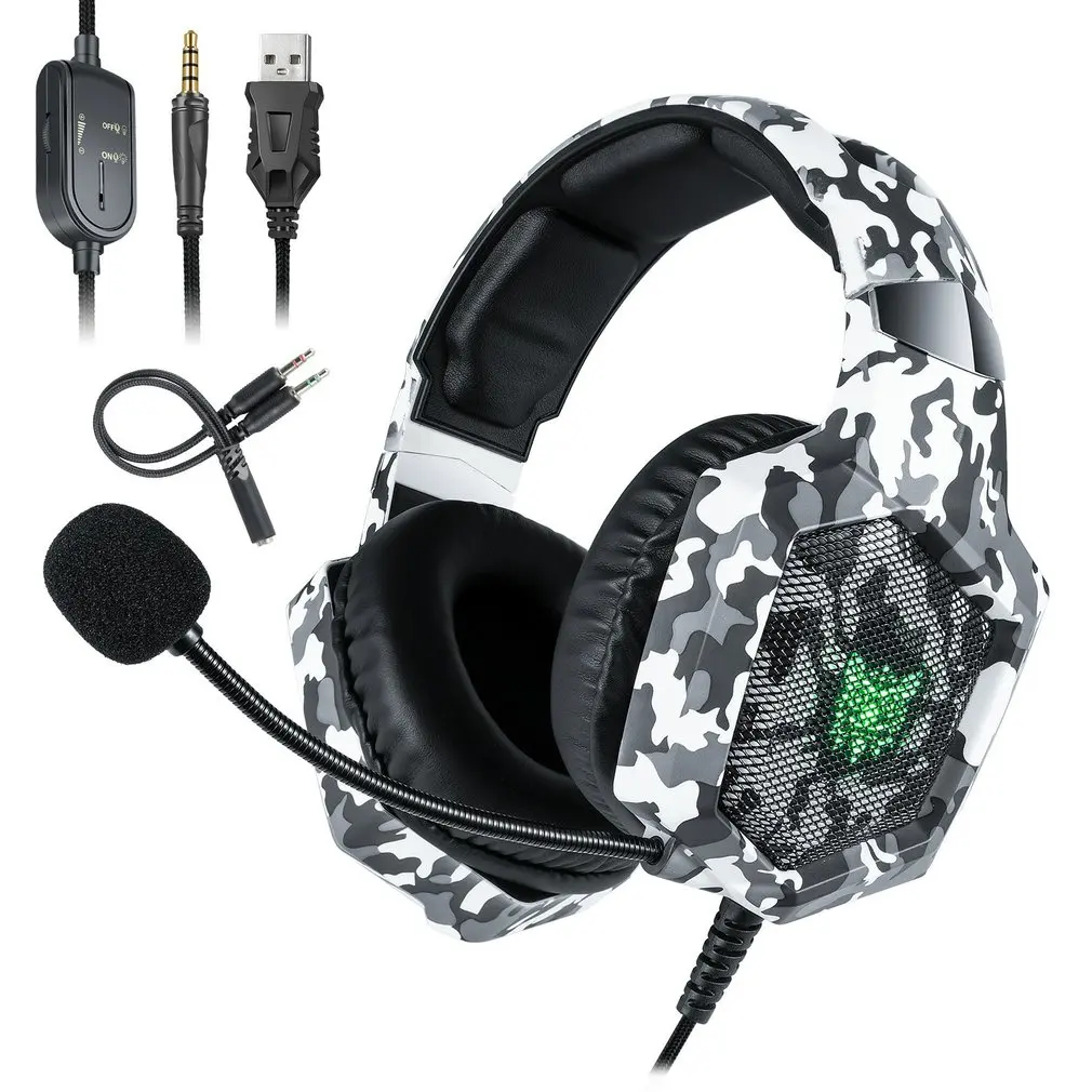 

Headset K8 USB Interface With 3.5mm Plug Full Earmuffs Sharp Sound Sense Cool Colorful Breathing Lamp