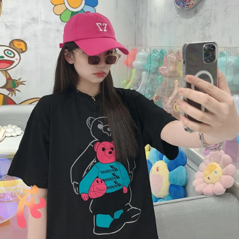 

Men's WE11DONE T-shirt Women's High Quality Double Shadow Bear Pattern T Shirts Oversize Welldone Reflective Bear Casual Tees