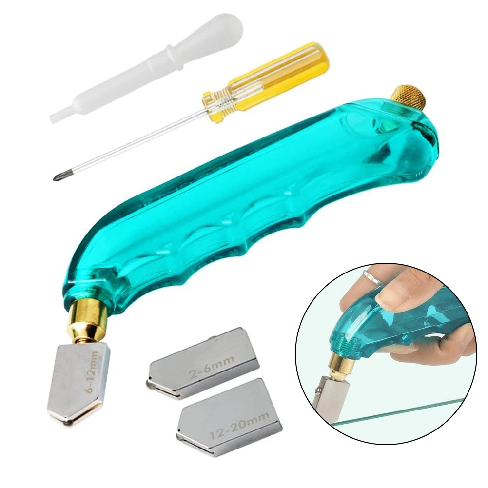 

6PCS Glass Trimming Hand Tool Glass Tool Professional Heavy Duty Pistol Grip Oil Feed Glass Kit Tool with Extra Replaceable Head