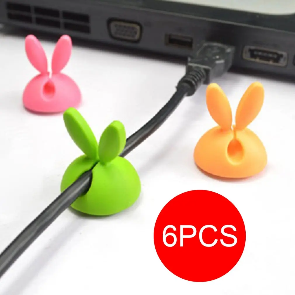 6 кролик держатель кабеля в форме ушек Winder Bunny зарядное устройство провода шнур