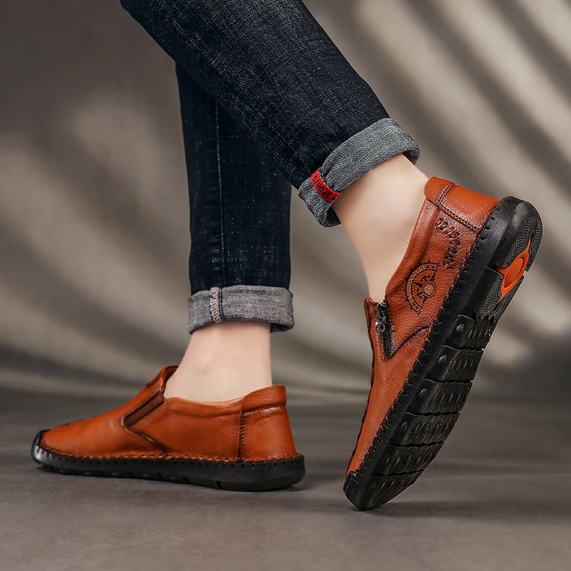 

Leather Mens Shoes New Comfortable Men Casual Shoes High Quality Fashion Loafers Breathable Flats Men's Driving Shoes Size 39-48