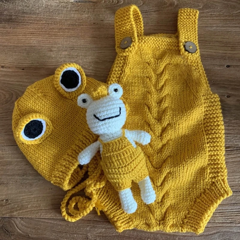 

3Pcs Baby Hat Doll Romper Bodysuit Set Newborn Infants Photography Props Outfit 54DF