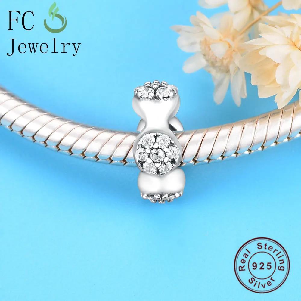 Шарм-браслет из серебра 925 пробы с фианитами | Украшения и аксессуары