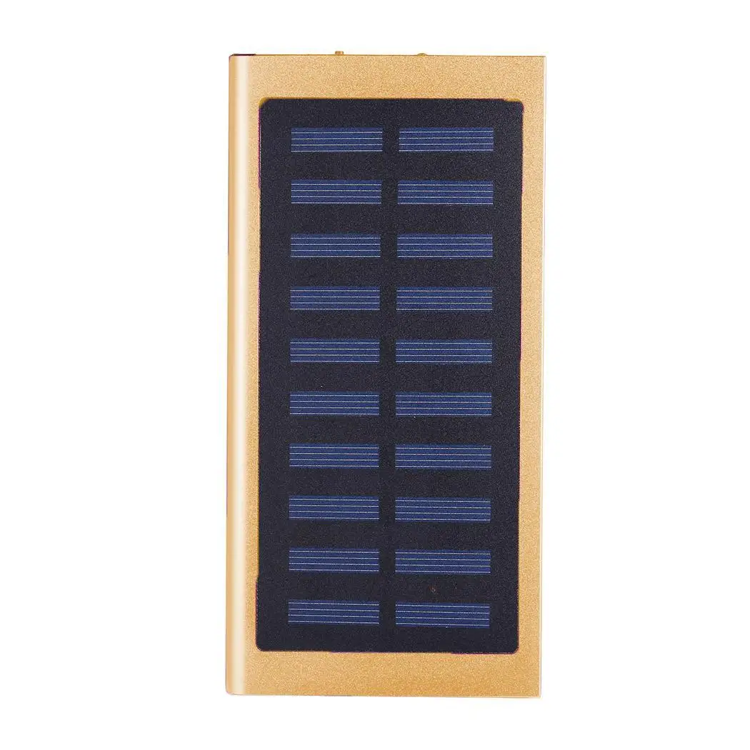 Gold Солнечная батарея 20000mAh двойное Портативное зарядное usb-устройство ультра-тонкий внешний Аккумуляторный сотовый телефон банк питания для Xiaomi iPhone samsung - Цвет: Gold