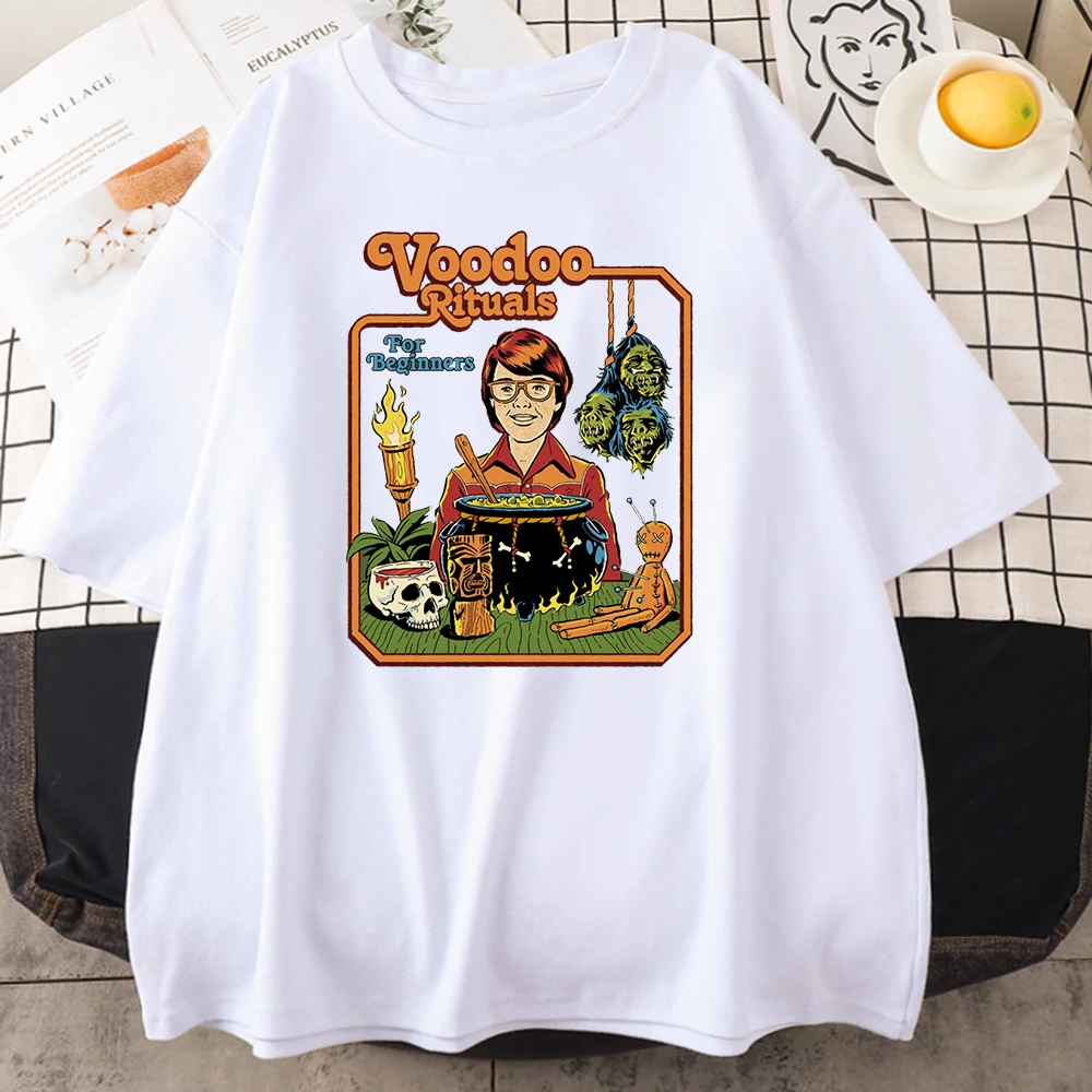 

Ритуалы вуду для начинающих, женские футболки с принтами, модная футболка в стиле хип-хоп, повседневная уличная одежда с круглым вырезом, св...