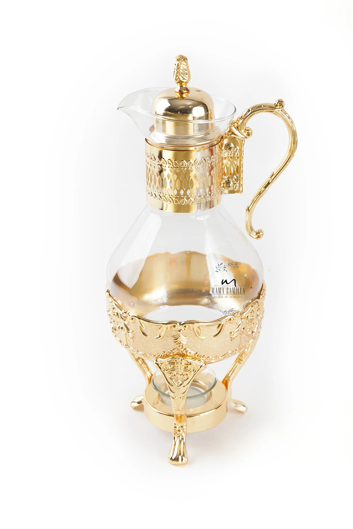 

Embroidered Bottom Isıtıcılı Gold and Silver Fondue Pot Urn DesingONB home decoration Office Decoration gift