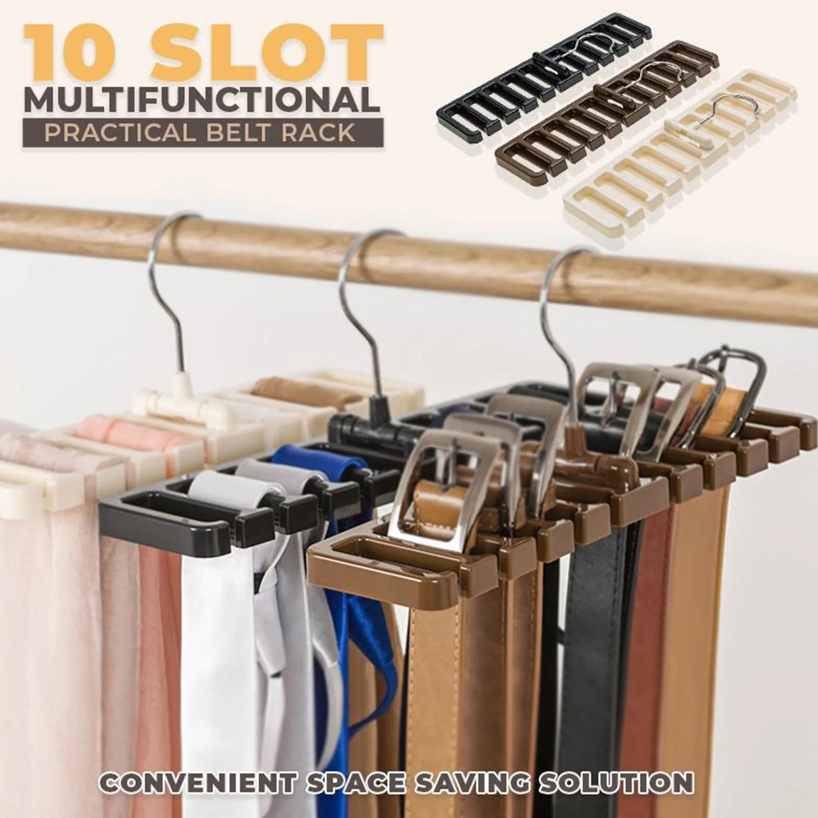 

Household Scarf Storage Rack 10 Slot MultiFunctional Practical Belt Rack