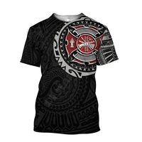 firefighter tattoo 3d all over printed t shirts women for men summer casual tees short sleeve t shirts short sleeve 06