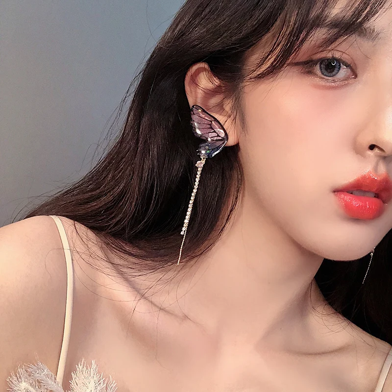 

Hangzhi 2020 new trendy Korean translucent sequins high-grade airflow Su butterfly pattern earrings for women party jewelry