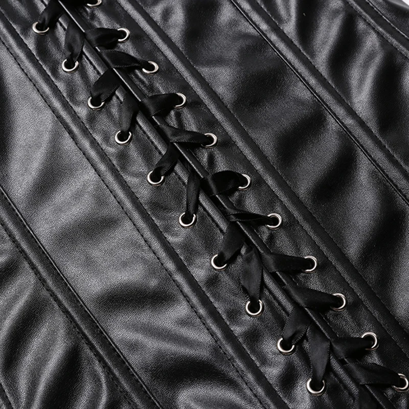 Кожаная портупея корсет overbust Черное Женское Сексуальное белье Эротический Топ