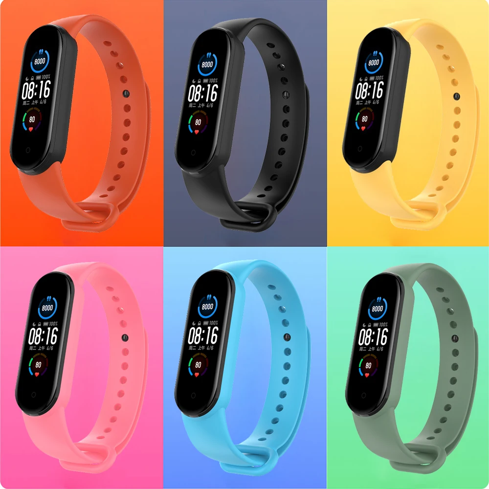 Силиконовый ремешок для Mi Band 6 сменные цветные ремешки оригинального Xiaomi 5 Xiao