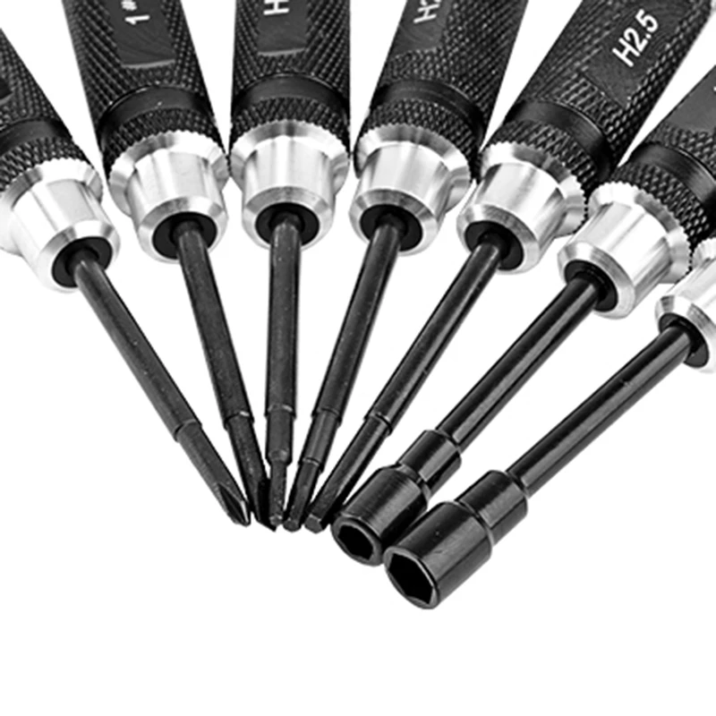 

7Pcs Hex Driver H1.5/H2.0/H2.5/ 0Inch +/1Inch -/4.0 BOX/5.0 BOX DIY Hexagonal Hex Screwdriver Tool Kit for RC Model