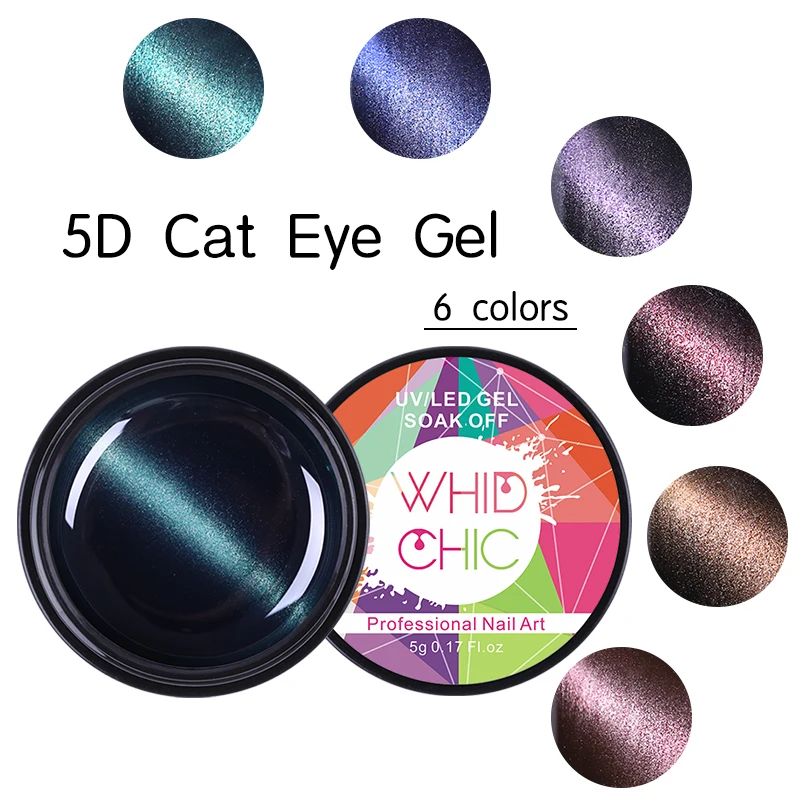WHID CHIC 5D кошачий глаз Гель-лак для ногтей 6 видов цветов магнитный эффект