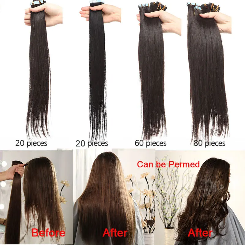 SEGO 12 &quot 24&quot 2 5 г/шт. 20 шт прямой ленты в человеческих волосах наращивание