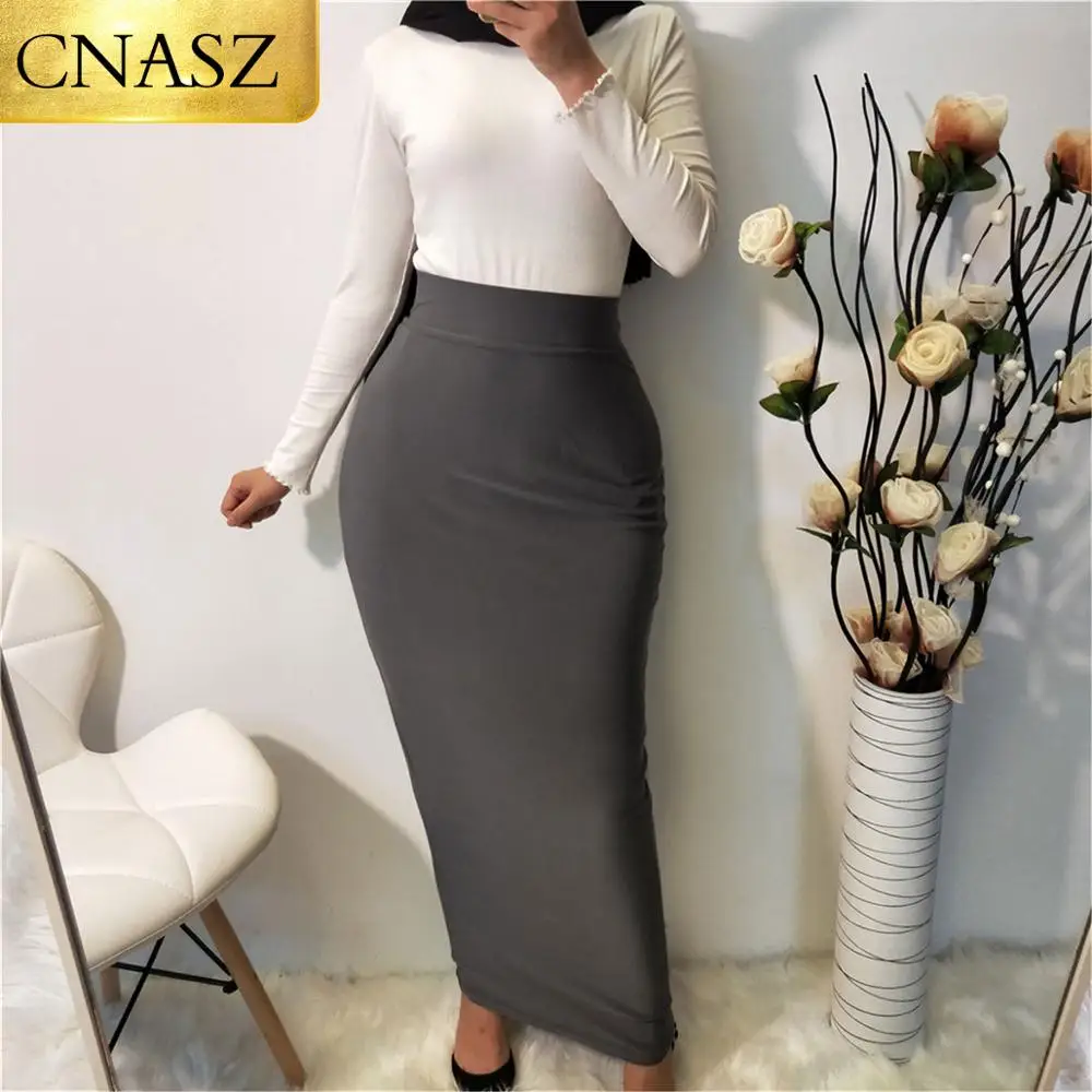 Длинная юбка-карандаш в мусульманском стиле хлопковая облегающая тянущаяся