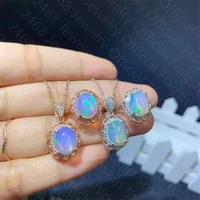 new natural opal ring pendant set 925 silver womens jewelry set simple and generous fashionable and versatile