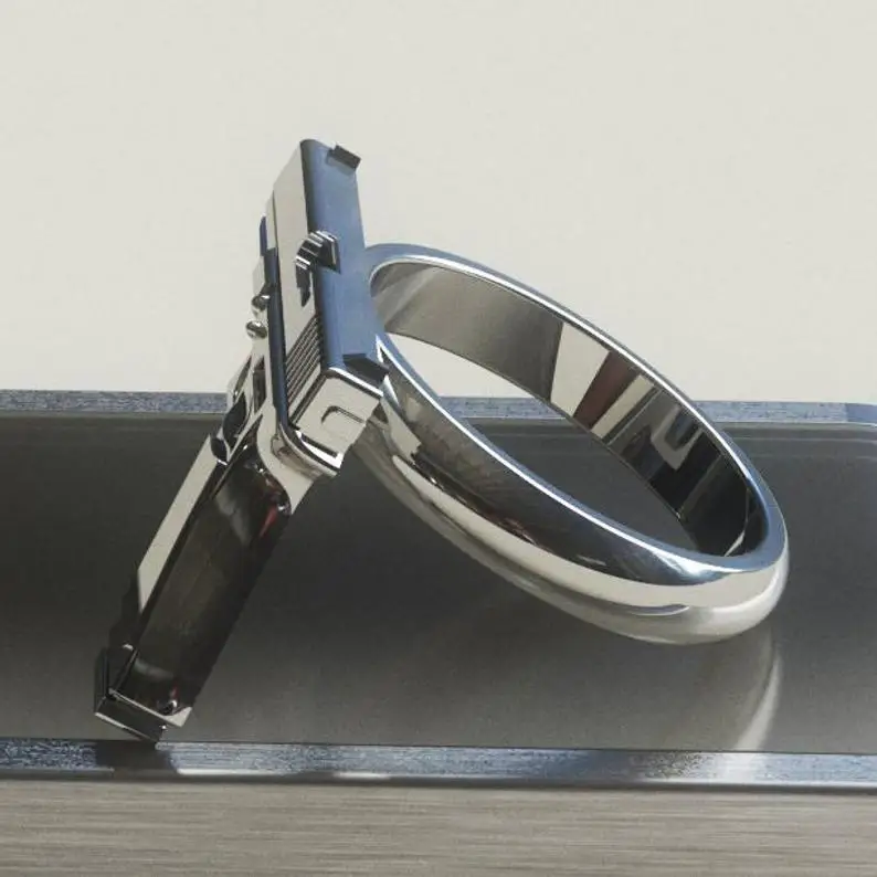 

2021Trend New Spring Hot Pistol Shape Ring For Women Men Gun Punk Hip-Hop Jewelry Pop Valentines Day Gift Wholesale