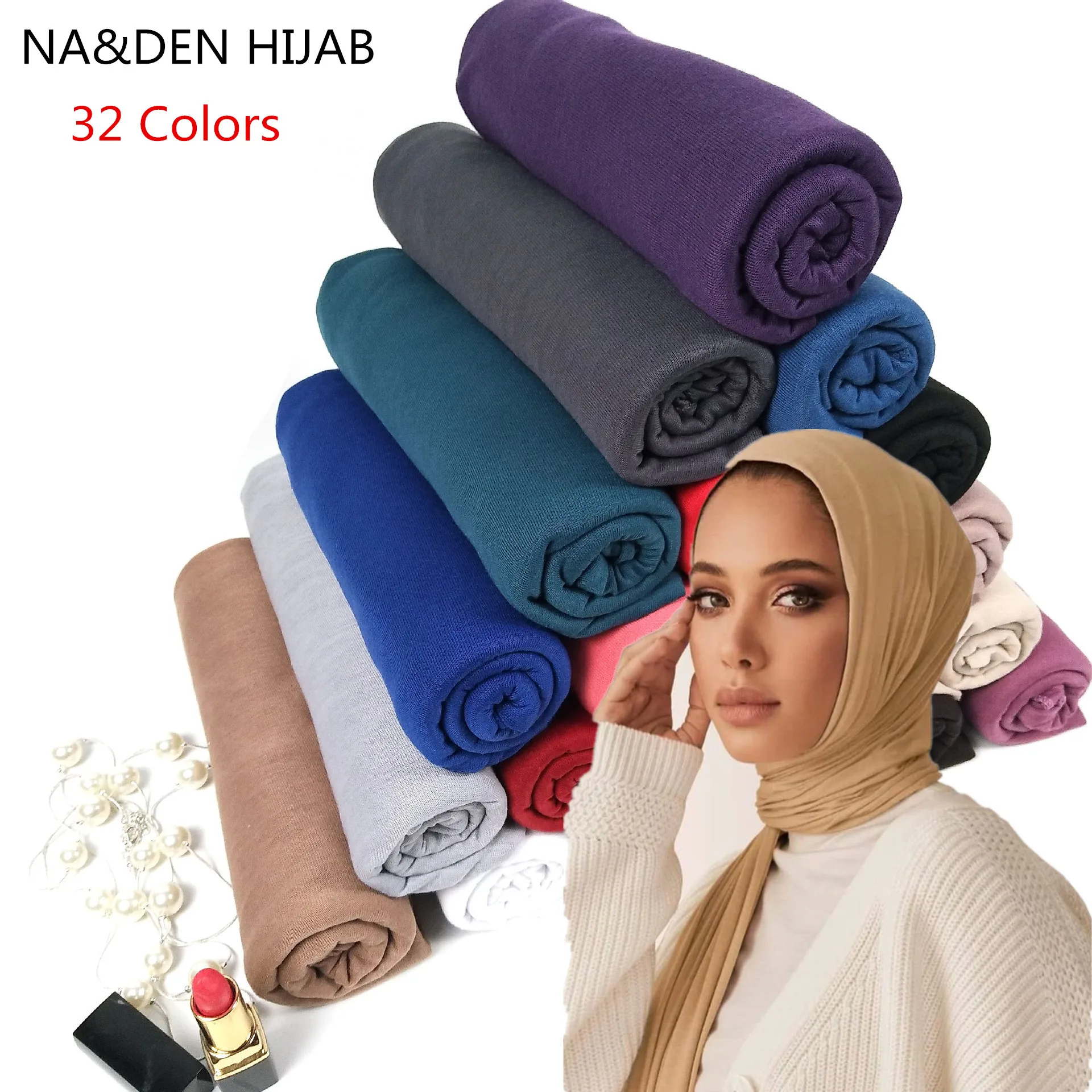 Мусульманский Хиджаб Джерси шарф 180*85 см мягкая однотонная шаль платок для головы