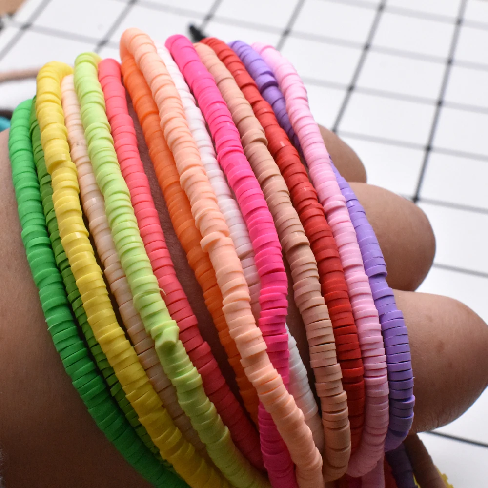 Бусины из полимерной глины ручной работы плоские круглые бусины с отверстием