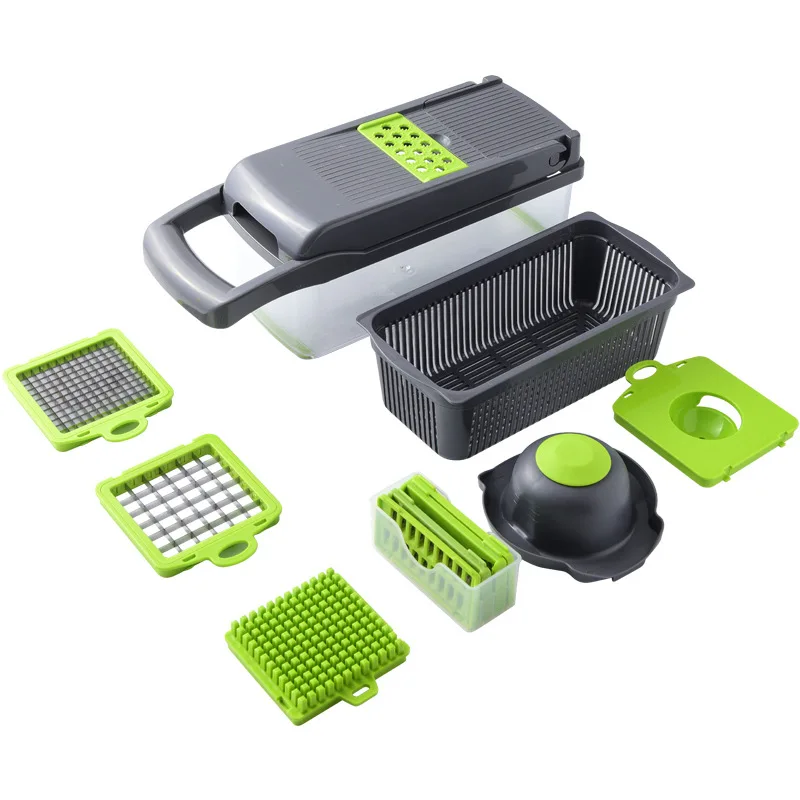 

Multifunctional Vegetable Fruit Slicer Grater Cutter Drain Basket Slicers 8 In 1 Gadgets Accessories Basket Vegetable Slicer