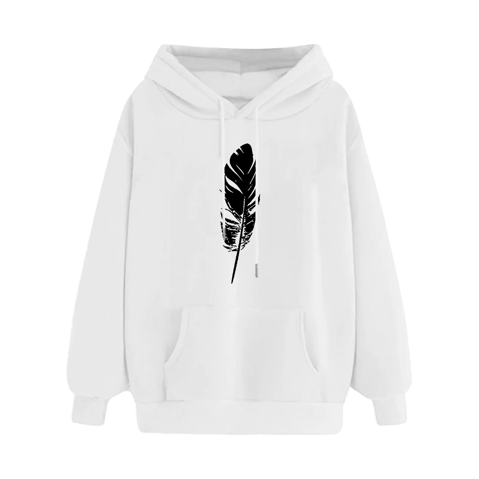 Streetwear Hoodies Women Sweatshirt Autumn Long Sleeve Hoody Harajuku Hoodie Cute Feather Print Sweatshirt Women Sudadera Mujer