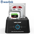 Док-станция Wavlink для внешних жестких дисков, 2,5 дюйма, 3,5 дюйма, USB 3,0, SATA, корпус с двумя отсеками для внешних жестких дисков 2*8 ТБ, HDD SSD чехол