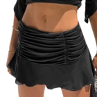 Женская Повседневная мини-юбка с плиссированным подолом, однотонная короткая юбка с эластичным поясом, черная, белая, оранжевая Сексуальная короткая юбка