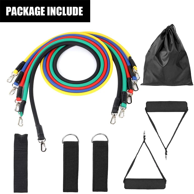 

11pcs Exercise Resistance Bands Set Expander Yaga Pull Rope Gym Training Fitness Band Home Workout With Door Anchor Ankle Strap