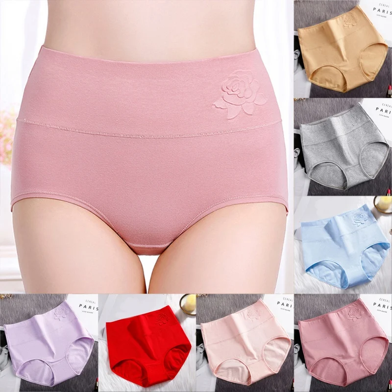 

Panties Women Plus Size Solid Color Underwear Sexy High-Rise Panties Ladies Seamless Breathable Briefs