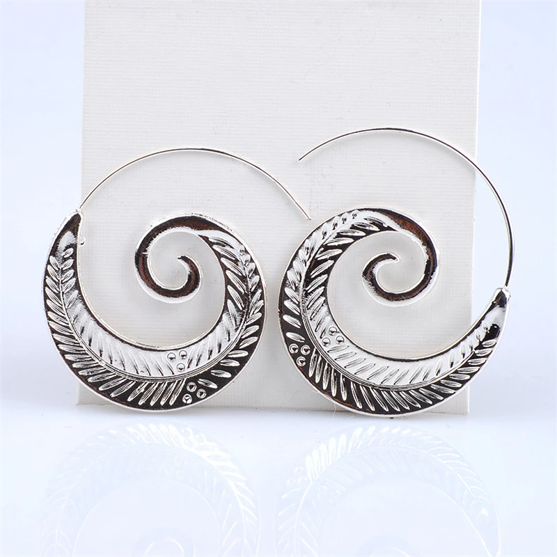 

New Women Round Spiral Leaf Earrings Party Accessories Gifts