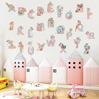 cartoon animals alphabet wall stickers for kids room decoration decals for baby nursery living room home decor murals poster pvc