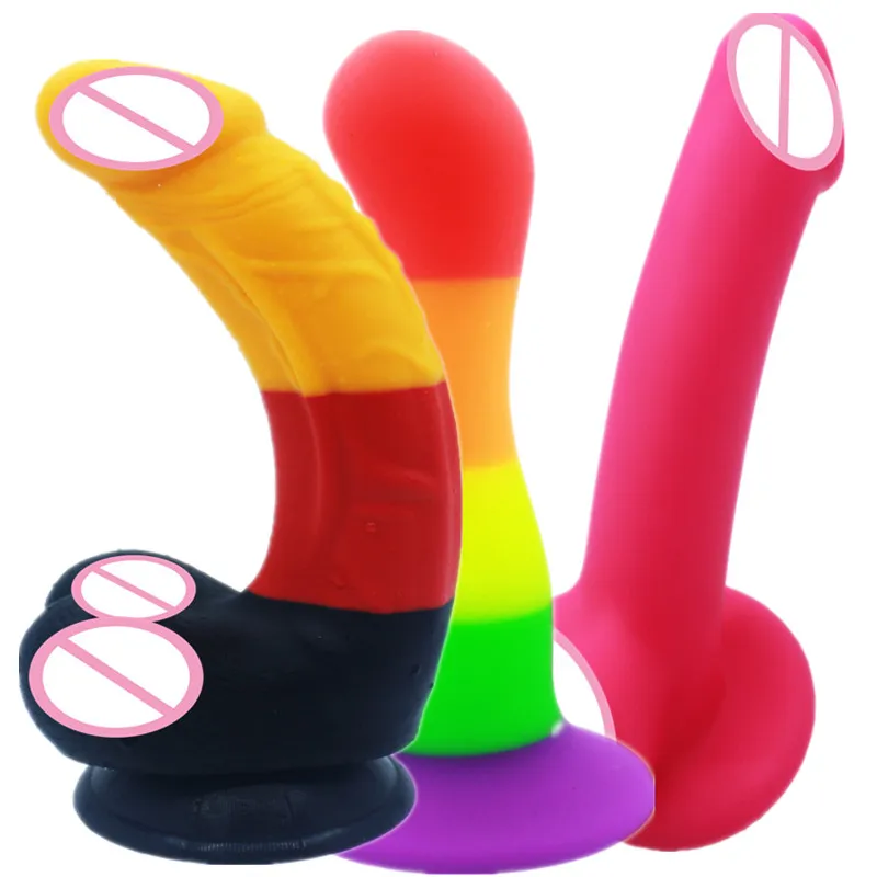 Секс товары 3 размера красочный реалистичный фаллоимитатор с присоской