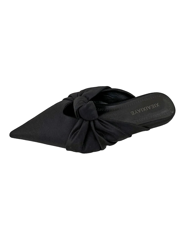 

Mules For Women 2021 Ladies' Slippers Cover Toe Luxury Slides Female Shoes Low Designer New Summer Flat Pointed PU Fashion Rubbe