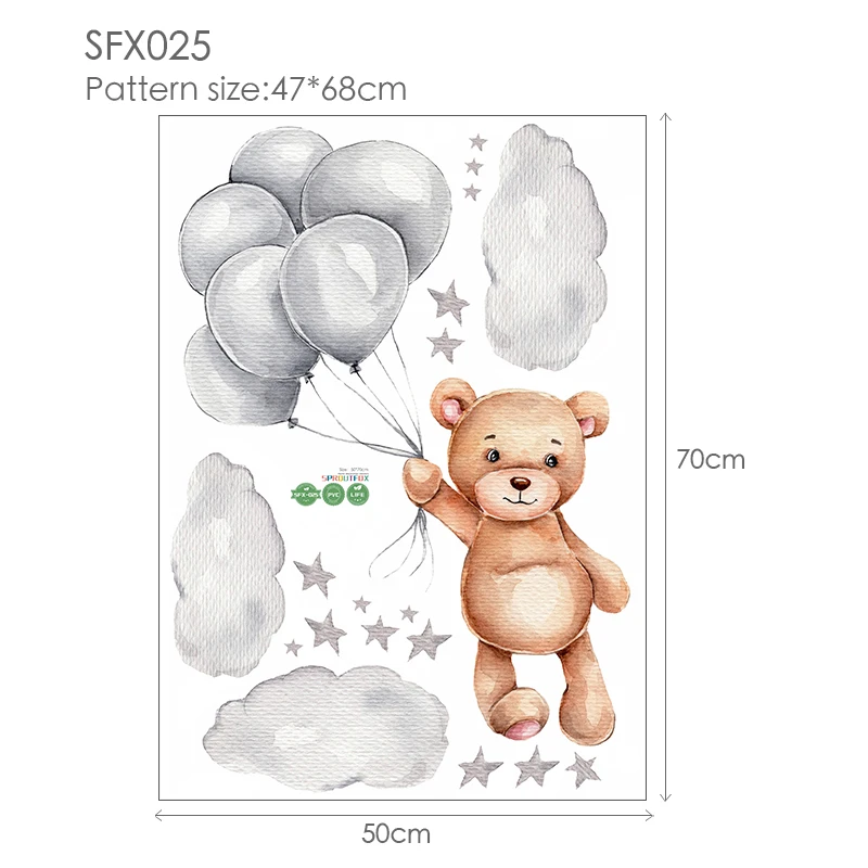 Настенные стикеры в виде милого медведя с шариками для спальни детской комнаты