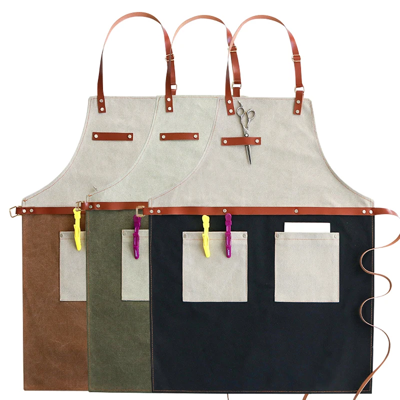 

Карманный Фартук в стиле пэчворк, Женский фартук для уборки дома, аксессуары для приготовления пищи в кафе, парусиновый мастер, фартук для к...