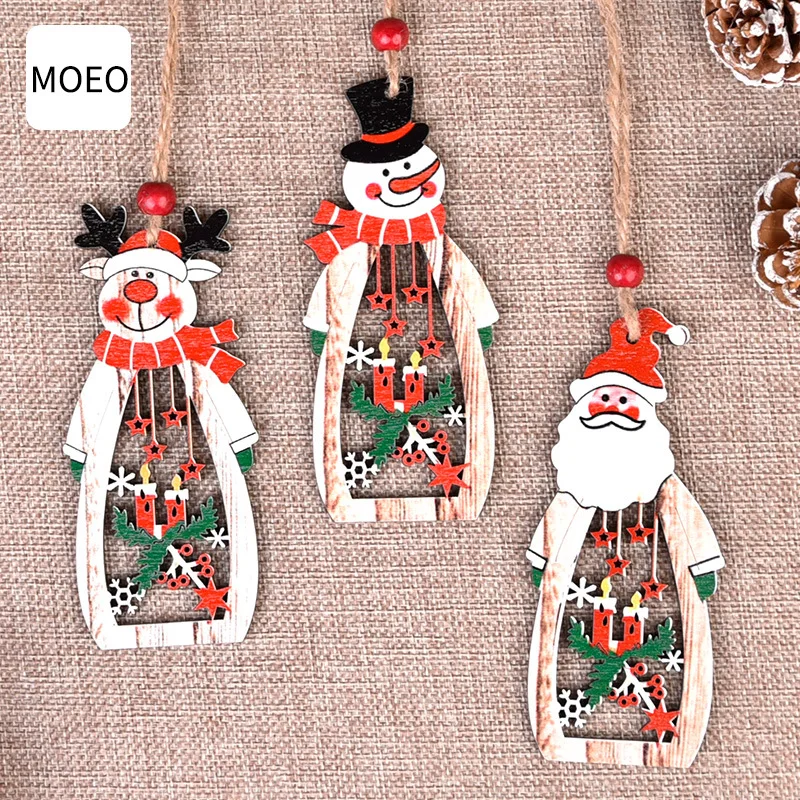 

Рождественские украшения, деревянная подвеска в виде деда мороза, рождественский подарок, фермерский рождественский дом, празднивечерние