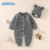 baby rompers set knit solid newborn girl boy jumpsuit outfits long sleeve autumn toddler children winter clothing fashion ribbed