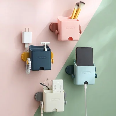 

Punch-free Wall-mounted Storage Box Remote Storage Box Mobile Phone Plug Charging Stand Multifunctional Household Stand