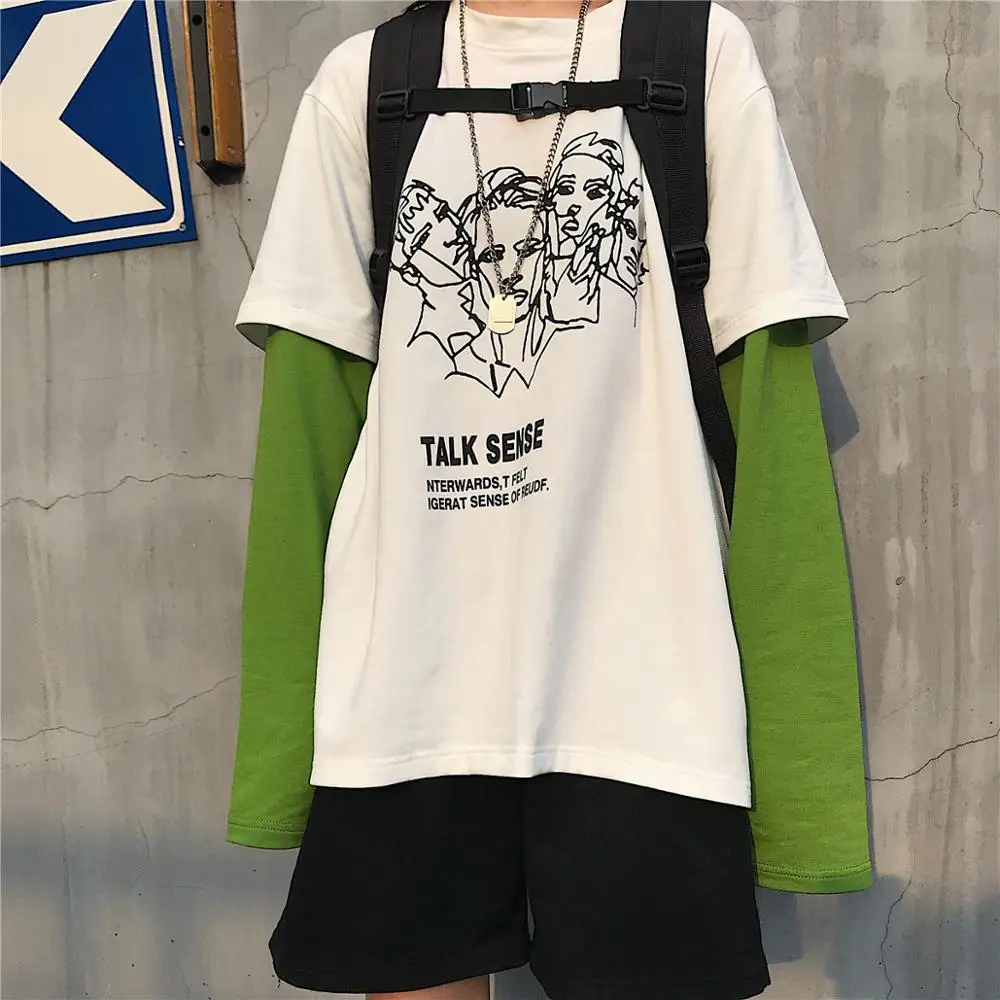 Женские толстовки в японском стиле Харадзюку Ulzzang с буквенным принтом Ретро