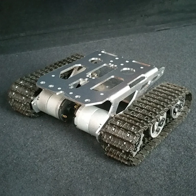 Черный амортизатор металла RC робот танк шасси комплект Мобильная платформа для