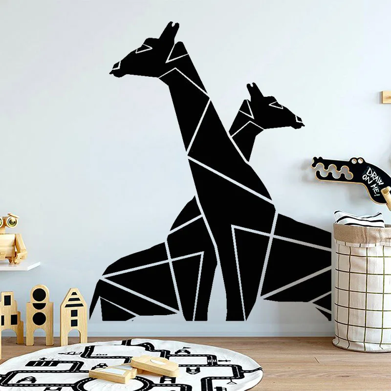 

Geometric Giraffes Couple Wall Sticker Kids Room Vinyl Decal African Wild Animals Mural Romantic Love Home Decoration O227