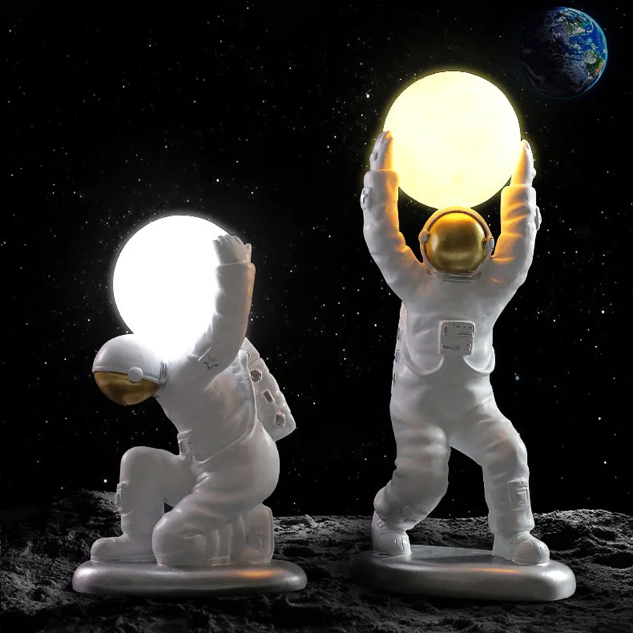 Spaceman Astronaut Moon Lamp Starry Sky Universe Home Decor Living Room Bedroom Creative Nght Lights Children Kids Gift