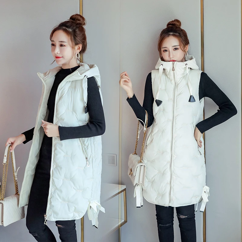 MUMUZI Женский хлопковый жилет длинный стильный пуховый мягкий толстый теплый