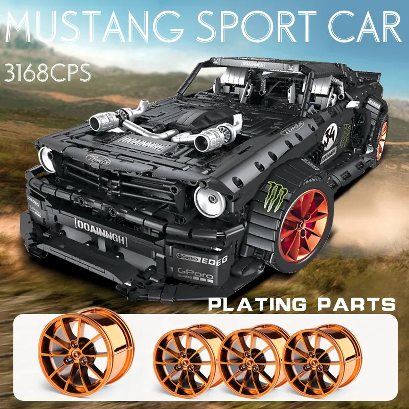 Ешина 1965 Ford Mustang Hoonicorn гоночный автомобиль совместим 20102 Technic MOC 22970 подходит